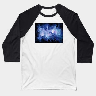 Watercolor Deep Blue Nebula and Stars Baseball T-Shirt